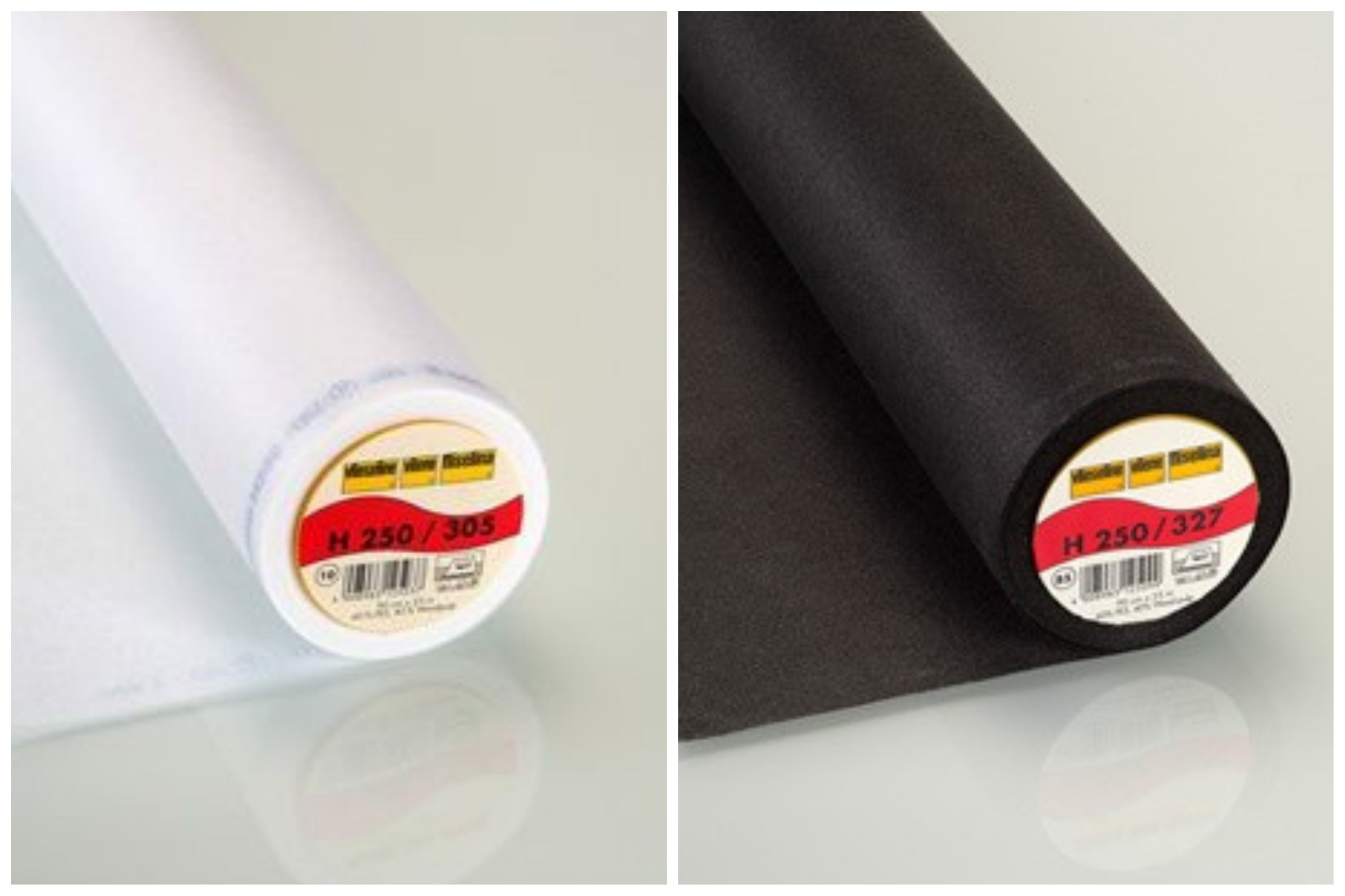 Firm/ Medium Weight fusible Interfacing White/ Black Vilene H250/305