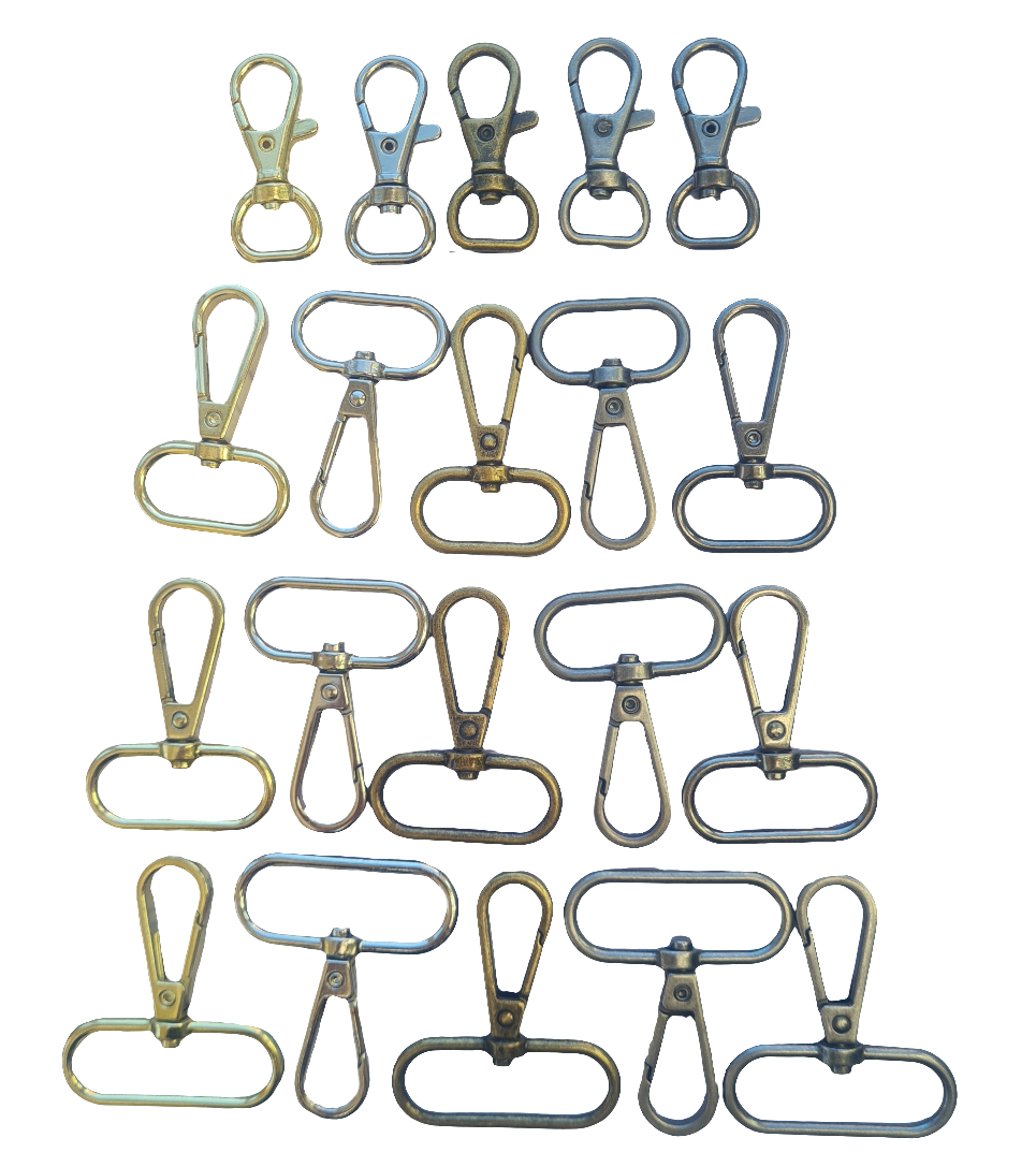 2 x metal snap hooks fastener swivel clips for bag making. 13/25/32/38 mm.