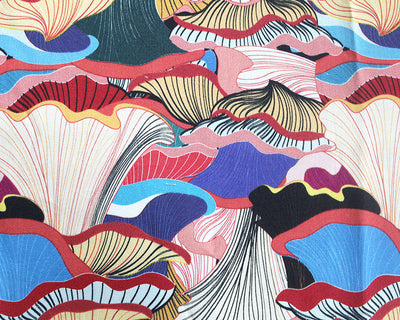 Little Johnny Oyster mushroom Viscose Challis Floral dressmaking fabric. Per 1/2m