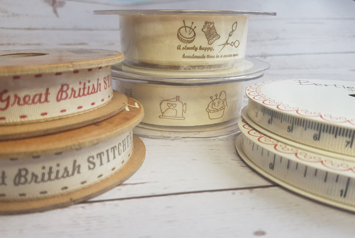 Tape measure, Stitcher and sewing icons ribbon: per metre/roll
