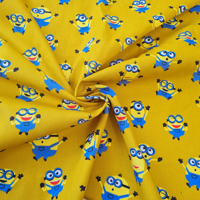 Minions Mustard Yellow 100% Cotton Poplin fabric: per 1/2m