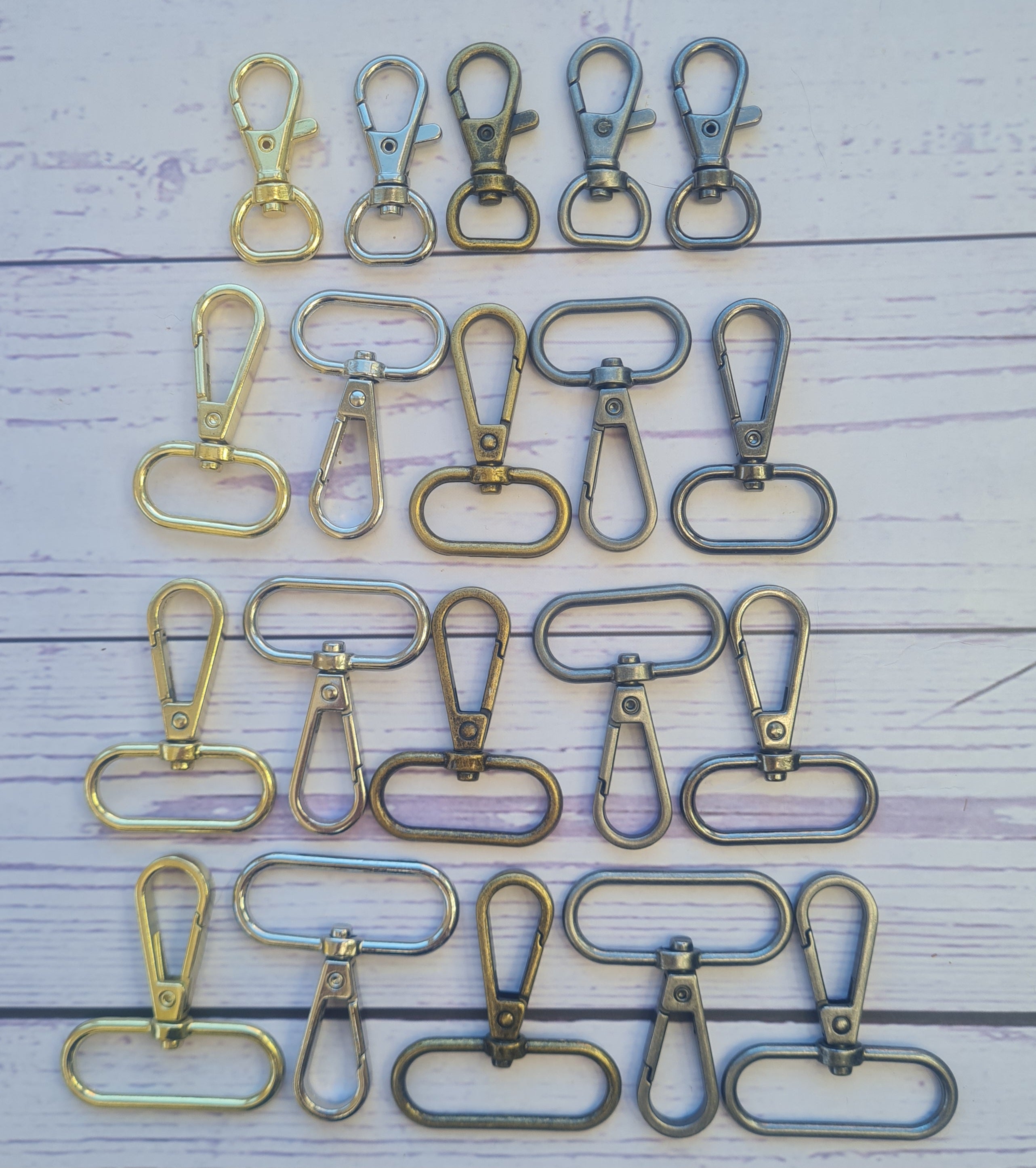 2 x metal snap hooks fastener swivel clips for bag making. 13 25 32 38 mm