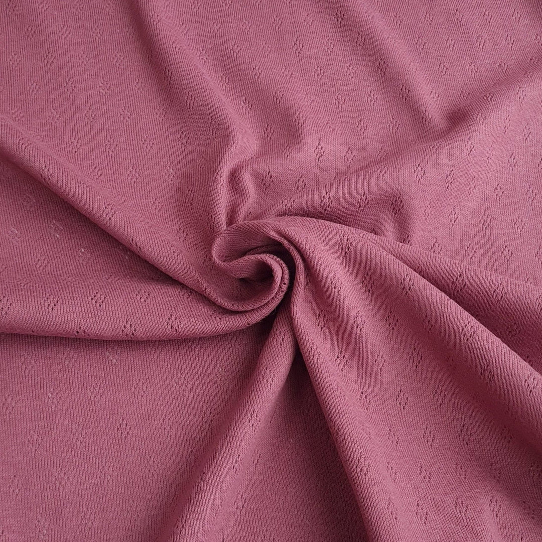 Fine 100% cotton jersey knit with Diamond openwork/ Pointelle fabric per 1/2m