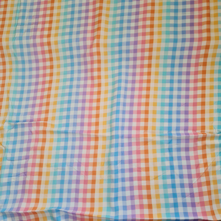 Small Rainbow Viscose Gingham Check by The Crafty Pie dressmaking fabric per 1/2m