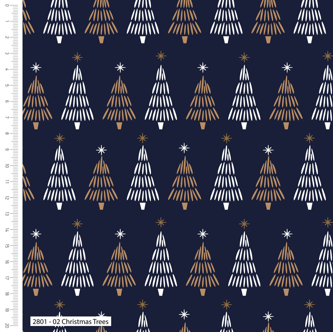 5 Pack Navy & Gold Metallic Christmas 18" X 22" Fabric, 100% Cotton Fat Quarters