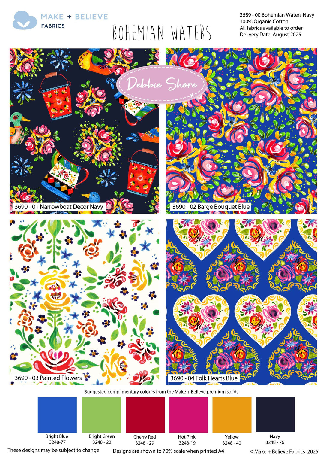 Bohemian Waters by Debbie Shore - Organic Cotton Fat Quarter Bundle quilting 100% Cotton Fabrics.