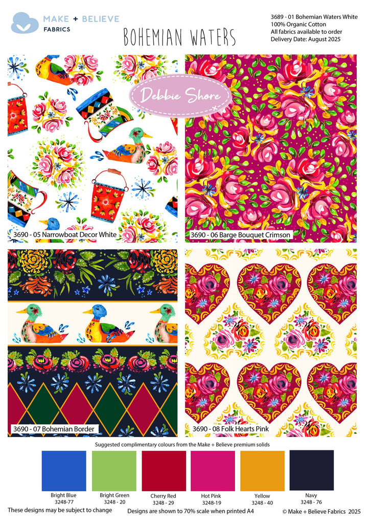Bohemian Waters by Debbie Shore - Organic Cotton Fat Quarter Bundle quilting 100% Cotton Fabrics.