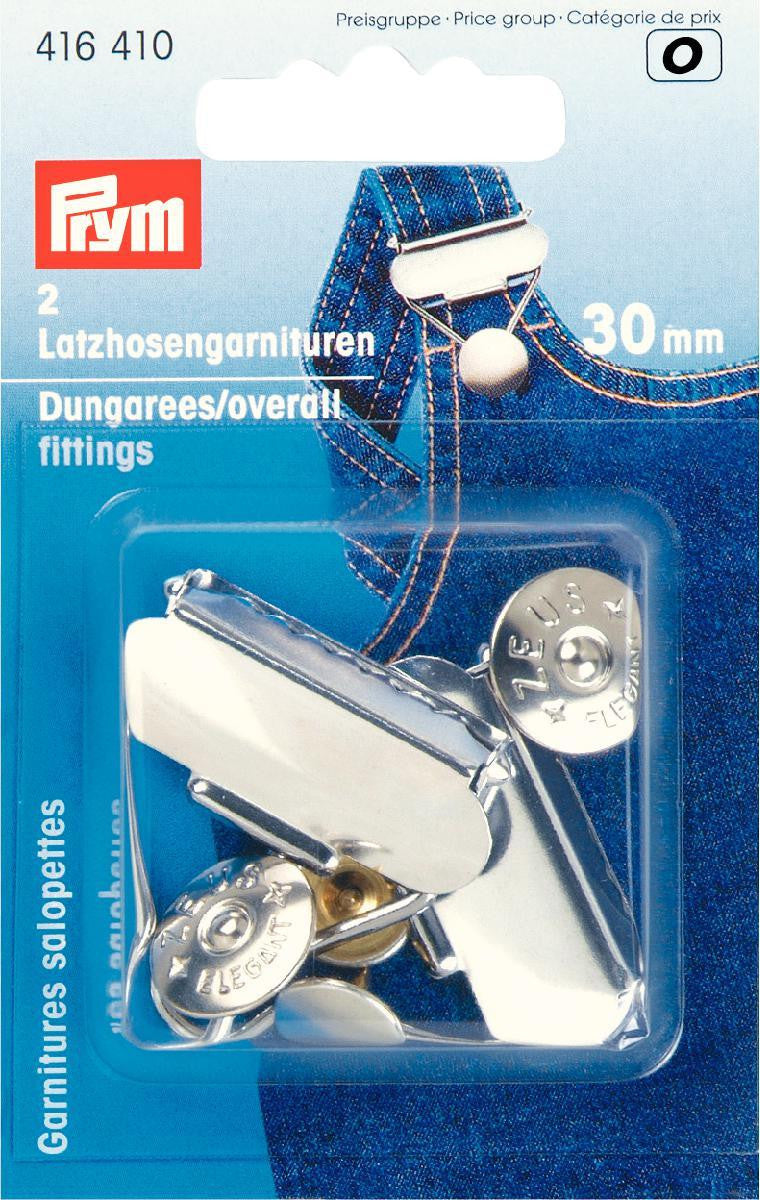 Prym Dungaree / Overall Buckles / Fittings. Silver metal 30 mm and 40 mm.