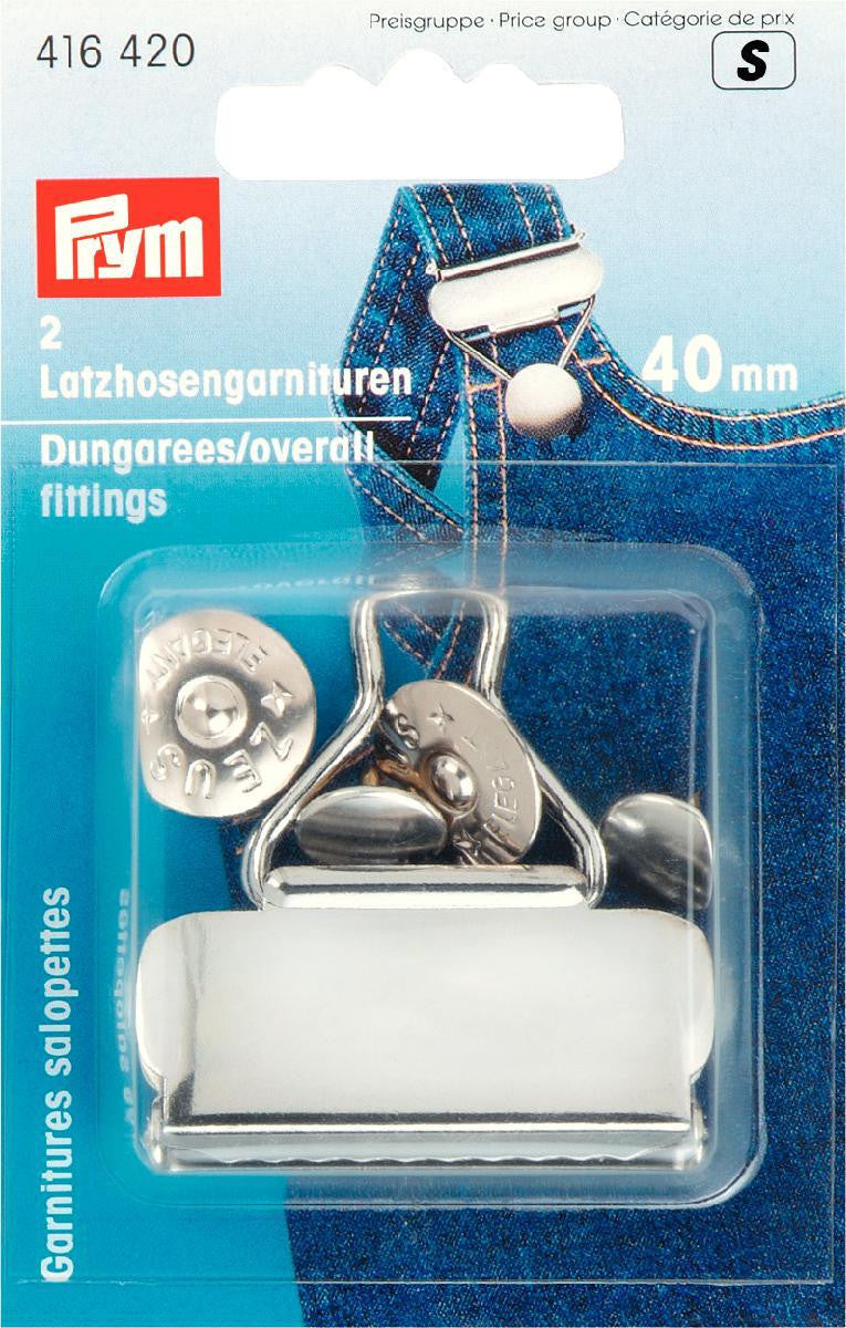 Prym Dungaree / Overall Buckles / Fittings. Silver metal 30 mm and 40 mm.