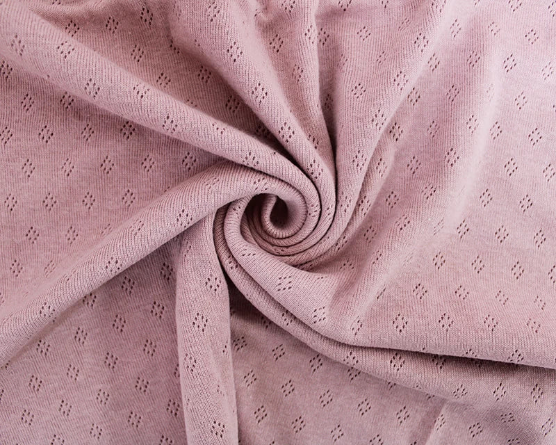 Fine 100% cotton jersey knit with Diamond openwork/ Pointelle fabric per 1/2m