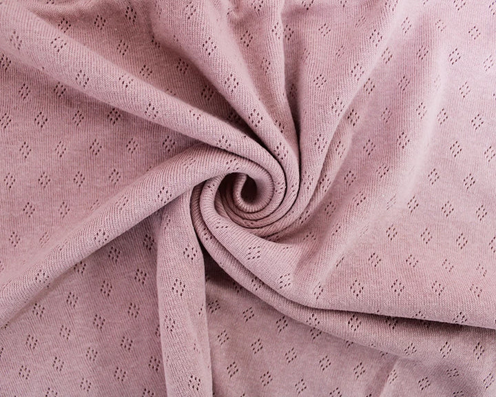 Fine 100% cotton jersey knit with Diamond openwork/ Pointelle fabric per 1/2m