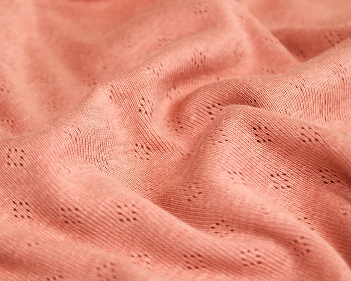 Fine 100% cotton jersey knit with Diamond openwork/ Pointelle fabric per 1/2m