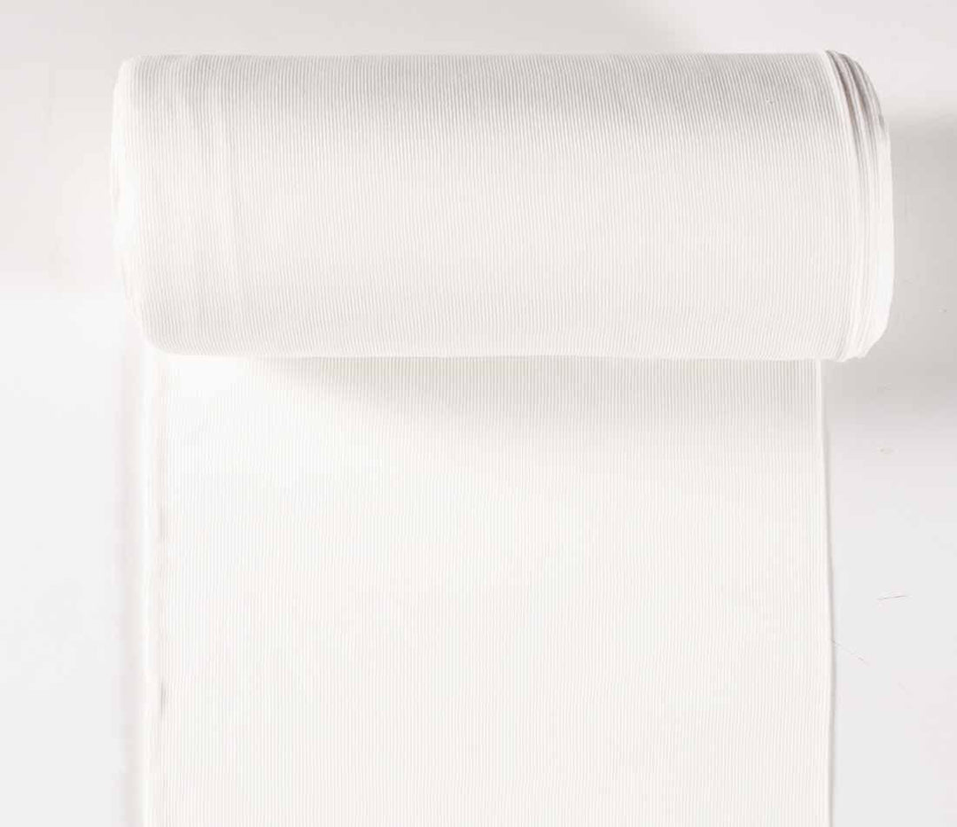 Tubular jersey ribbing knit cotton Oeko-Tex fabric. Ribbed cuffing, waistbands sold per 1/2m