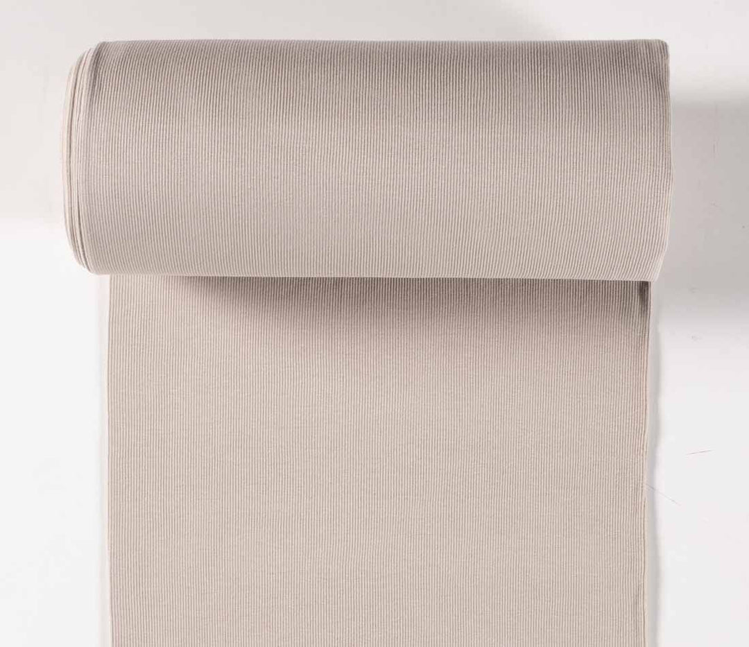 Tubular jersey ribbing knit cotton Oeko-Tex fabric. Ribbed cuffing, waistbands sold per 1/2m