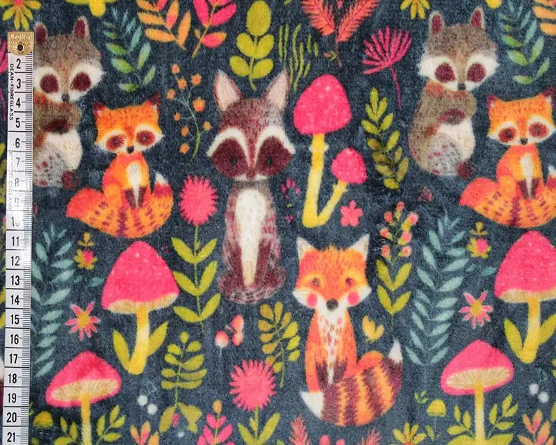 Woodland Animal Bubs Cuddle Fleece Soft Fabric, 150cm wide. Sold per 1/2m