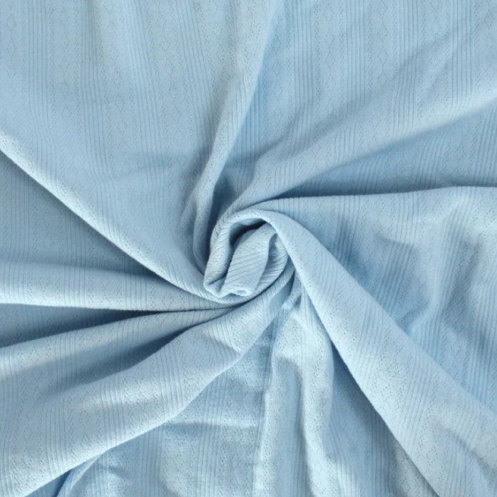 Diamond openwork/ Pointelle & Rib 100% cotton jersey knit fabric per metre