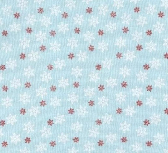 Christmas Snowflakes on Blue Cotton fabric per metre