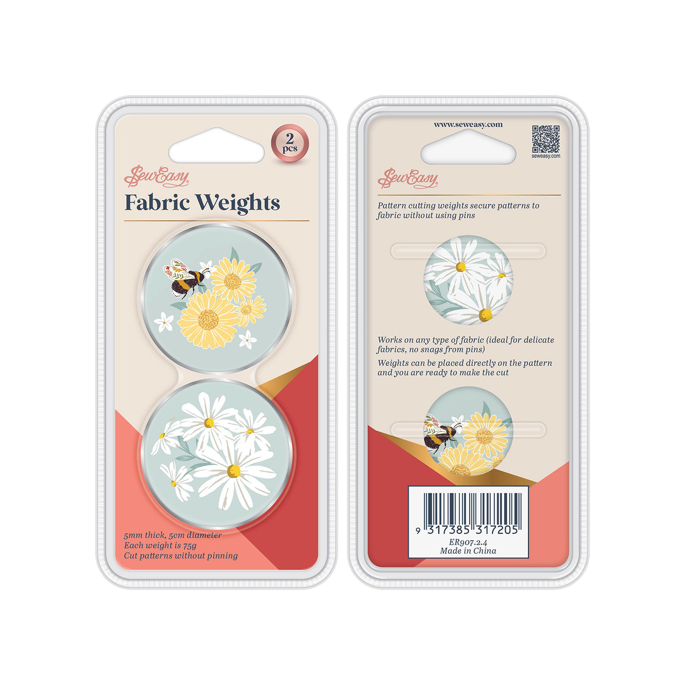 Bee/Daisy Pattern weights - fabric weights by Sew Easy. Sets of 2/4 –  Crafty Girl Maria