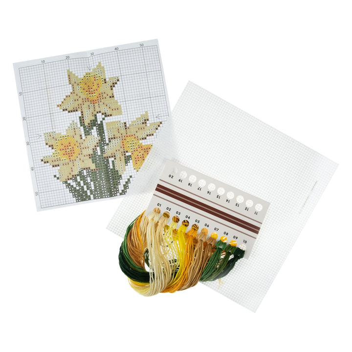 Mini Counted Cross Stitch Kit - Daffodils