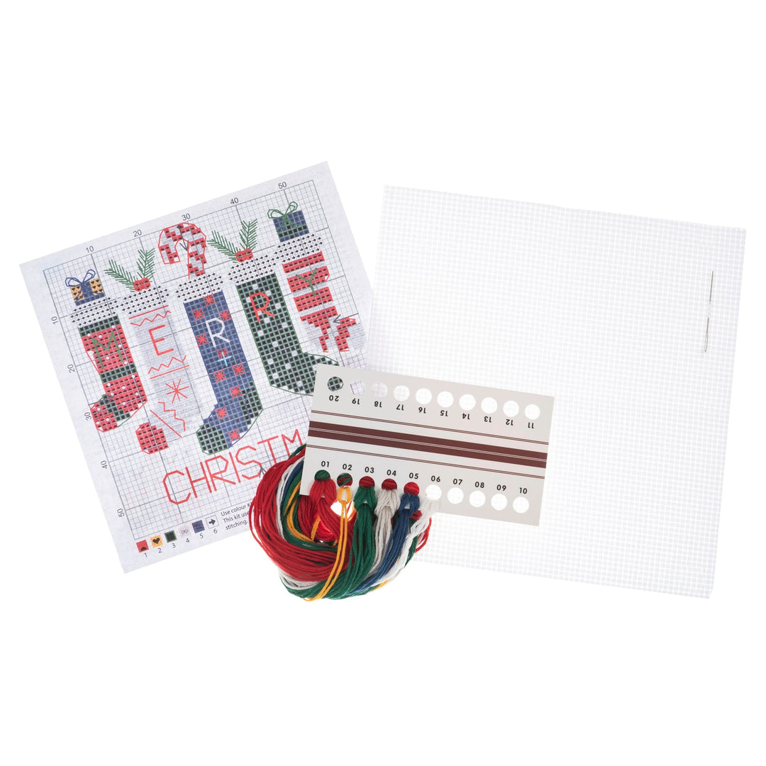 Mini Counted Cross Stitch Kit - Christmas Stockings