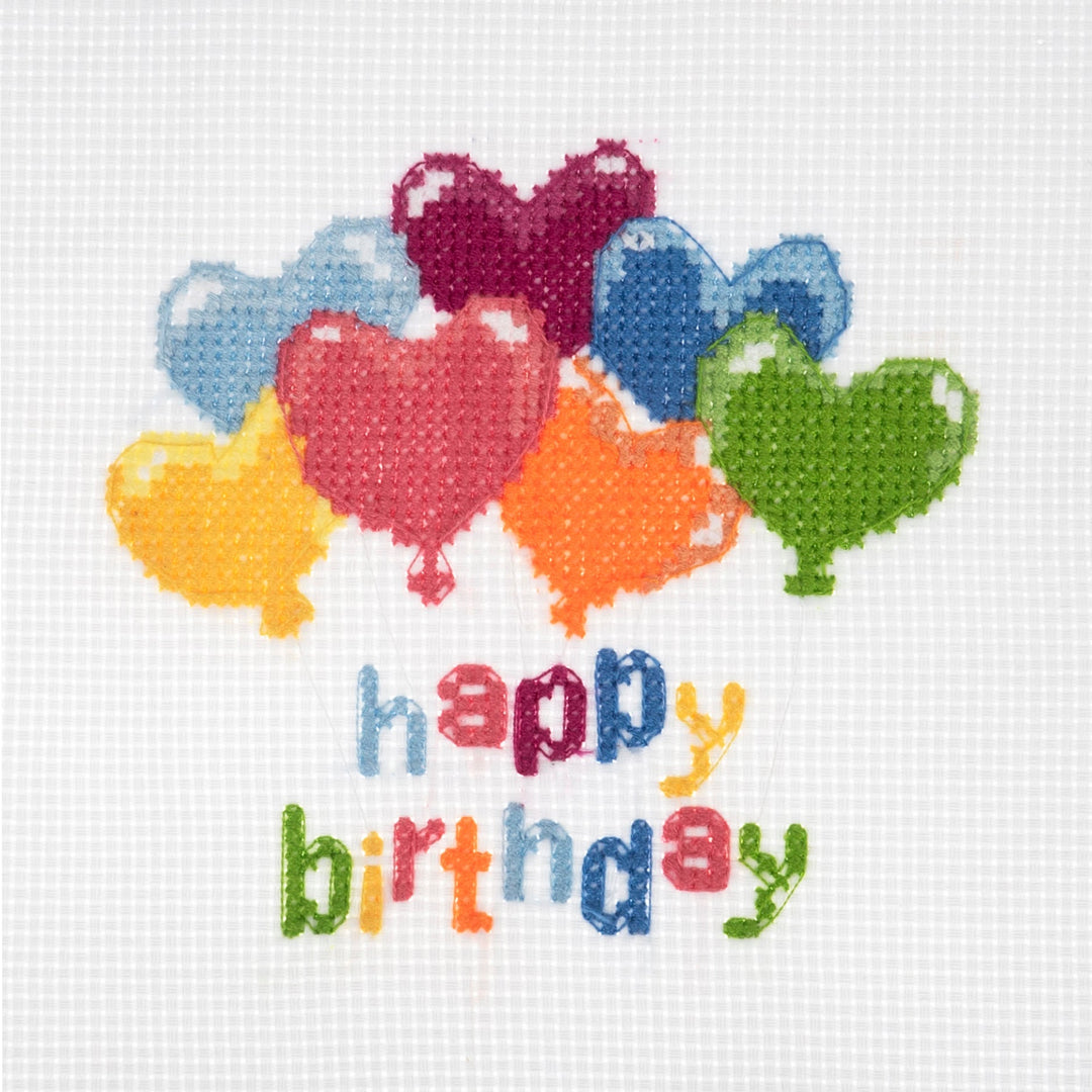 Mini Counted Cross Stitch Kit - Birthday Balloons