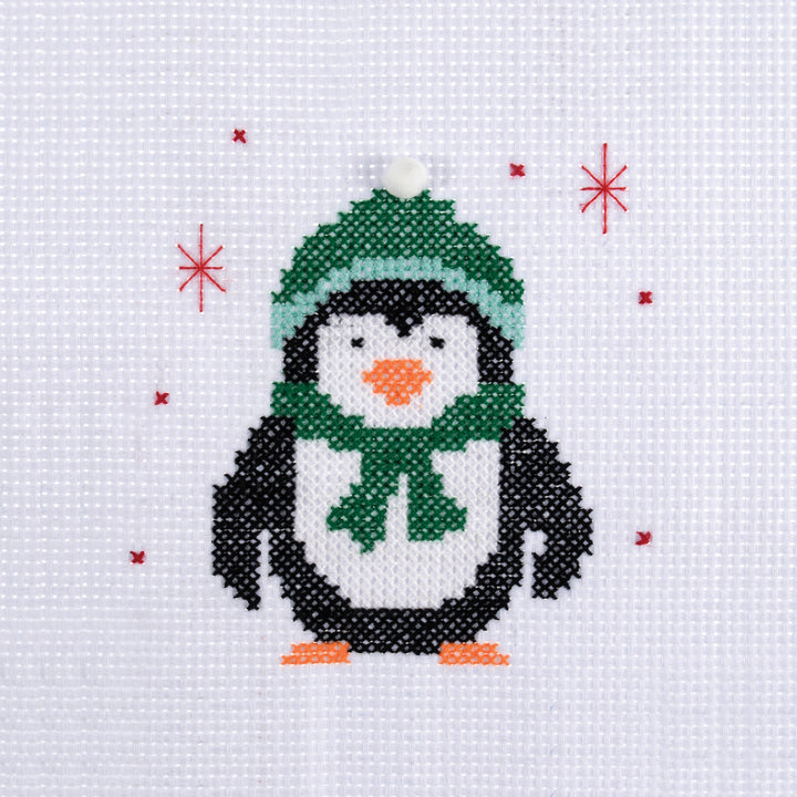 Mini Counted Cross Stitch Kit - Christmas Penguin