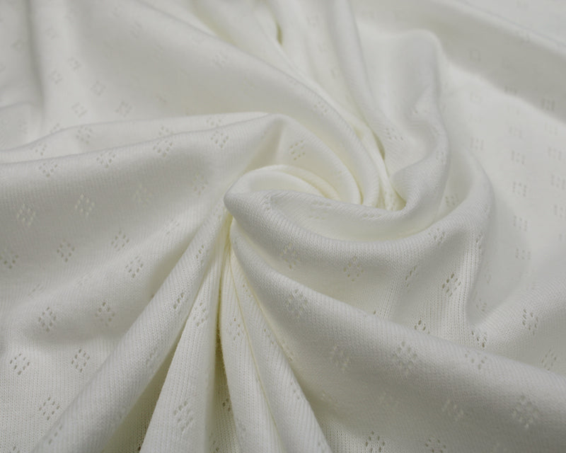 Fine 100% cotton jersey knit with Diamond openwork/ Pointelle fabric per 1/2m