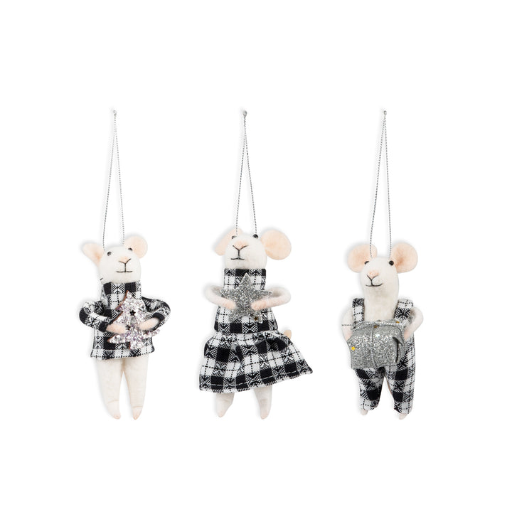 Needle Felting Craft Kit - Mouse Fairies Mono Tartan Trio
