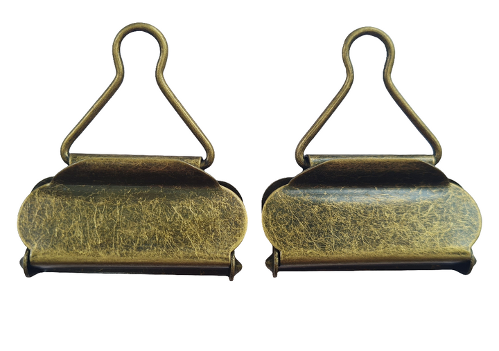 2 pk Dungaree Clips/ Buckles. Antique brass coloured metal 40 mm.