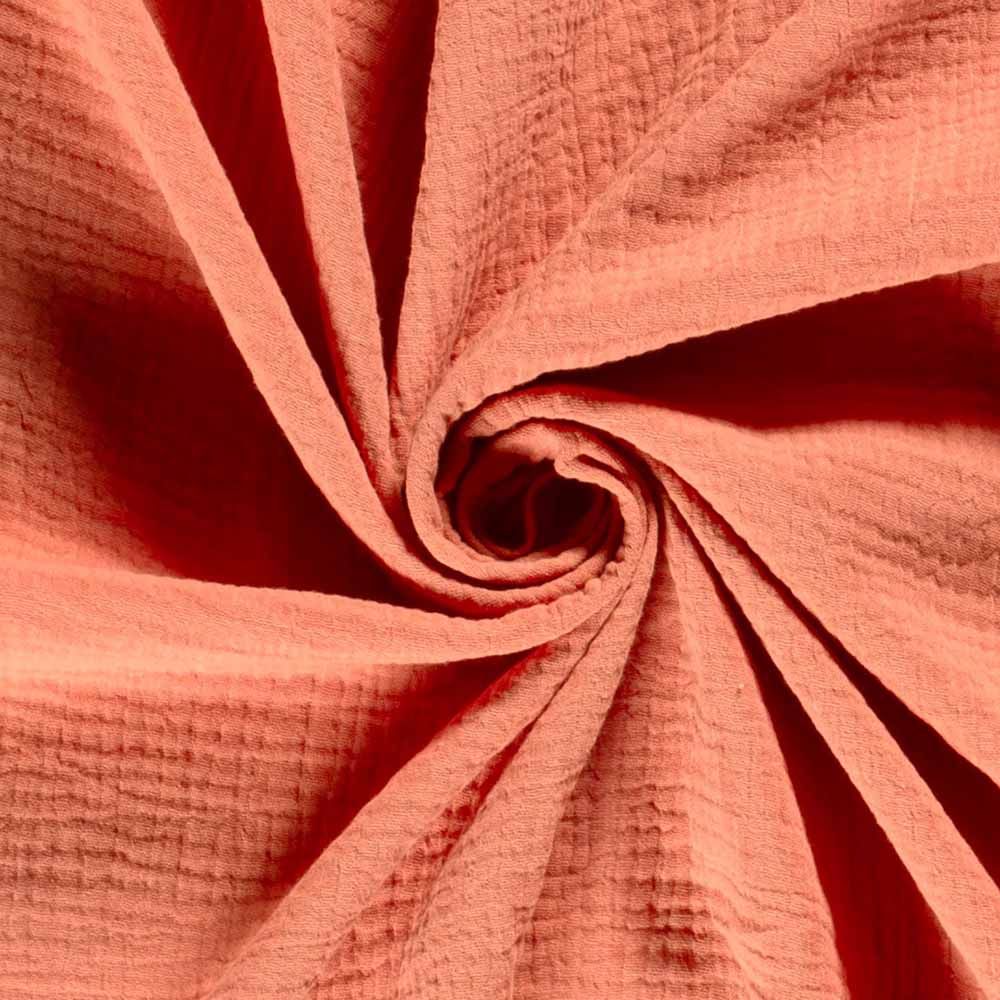 Solid Plain double gauze muslin 100% cotton fabric. Various colours.