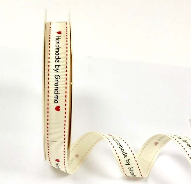 Handmade/made with Love /Union Jack 16mm grosgrain ribbon by Bertie's Bows. 3m reel.