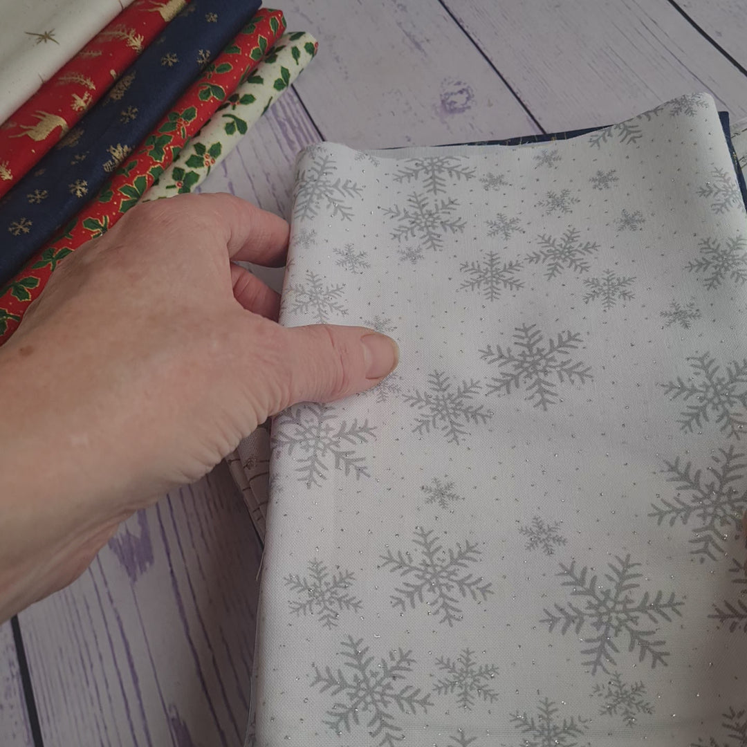 Scandi Metallic Christmas fat quarter bundle/ half metre quilting craft cotton Fabrics