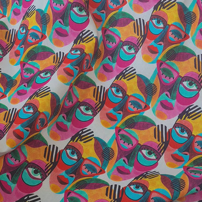 Abstract Painted Faces 100% Cotton dress, craft, quilt fabric per 1/2m