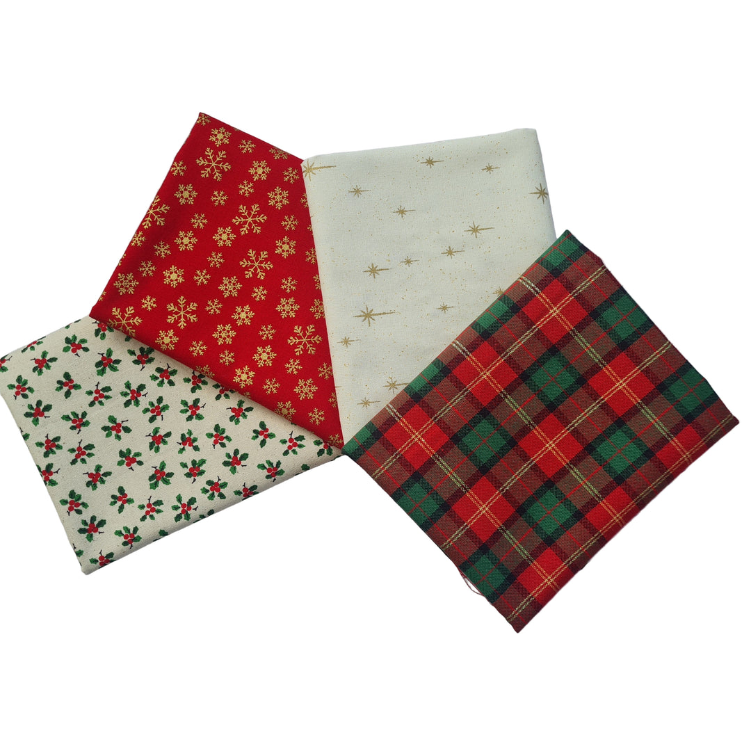 Scandi Metallic Christmas fat quarter bundle/ half metre quilting craft cotton Fabrics. John Louden