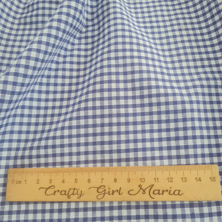 100% Cotton Gingham Check poplin fabric. Navy blue