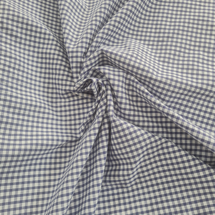 100% Cotton Gingham Check poplin fabric. Navy blue