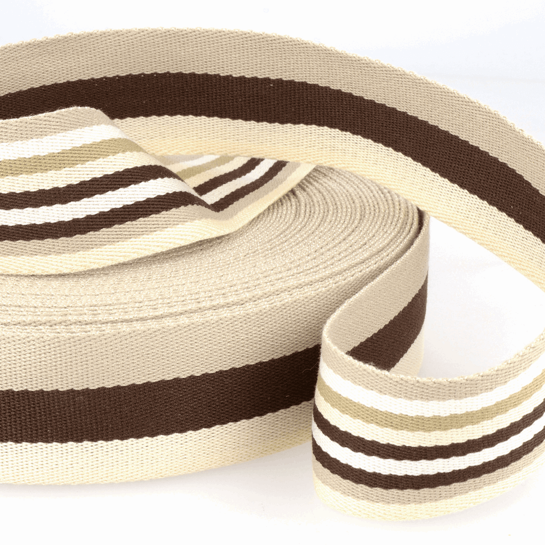 Webbing Double-Sided Stripes: 40mm wide bag strapping. Various colours. Per metre.