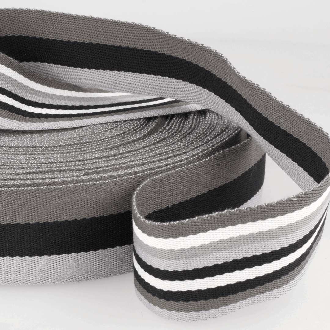 Webbing Double-Sided Stripes: 40mm wide bag strapping. Various colours. Per metre.