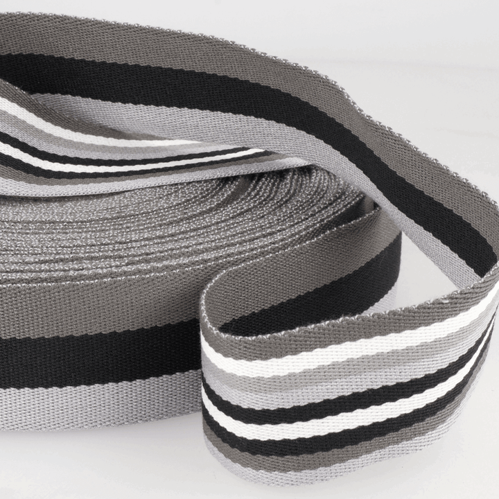 Webbing Double-Sided Stripes: 40mm wide bag strapping. Various colours. Per metre.