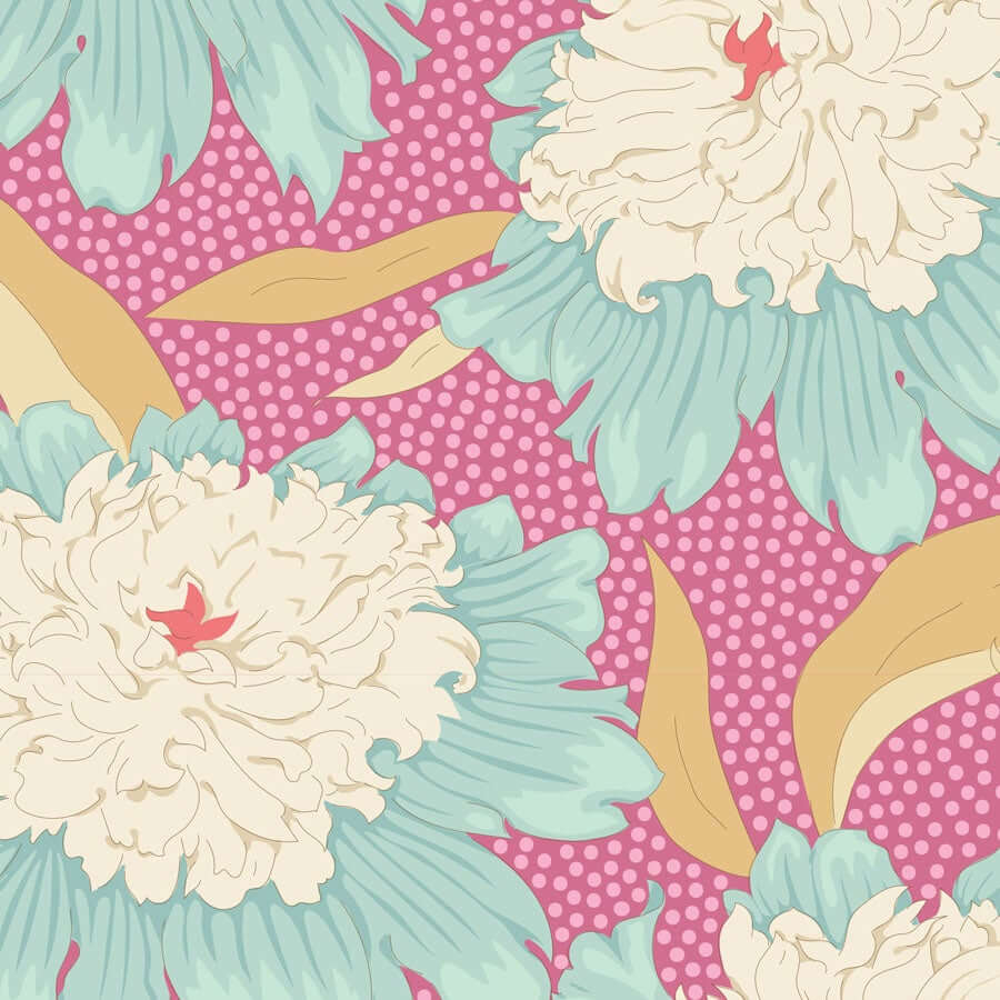 Gardenlife mustard and pink fabrics the Fat quarter - cotton fabric by Tilda.