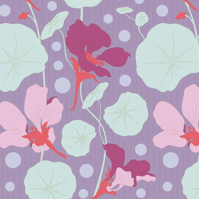 Gardenlife Lilac, coral, plum fabrics the Fat quarter - cotton fabric by Tilda.