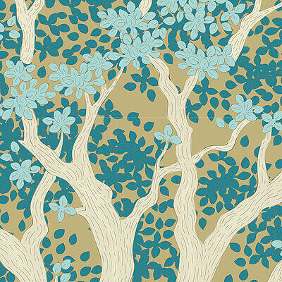 Woodland Juniper by the Fat quarter - teal floral quilting cotton fabric by Tilda.