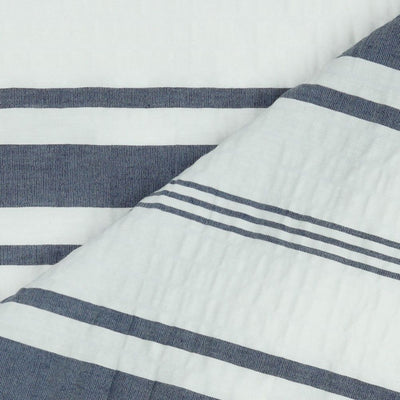 Lightweight yarn-dyed horizontal stripe cotton stretch woven fabric by the half metre.
