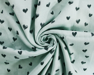 Doodle Hearts muslin nursery, dress fabric by the half metre. 100% cotton muslin