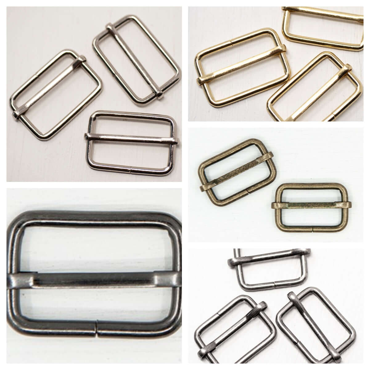2 x  metal strap slider buckle for bag making and belts. 25/32/38 mm.