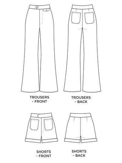 Tilly and the Buttons Jessa trousers and shorts sewing pattern. Easy c ...