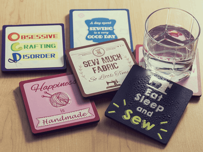 Sewing Crafting coaster. Great sewing gift or stocking filler.