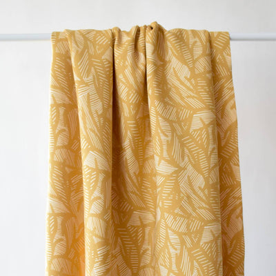 Summer Shade Honey Yellow Ombre Fern Foliage Viscose Twill Fabric By Cousette.