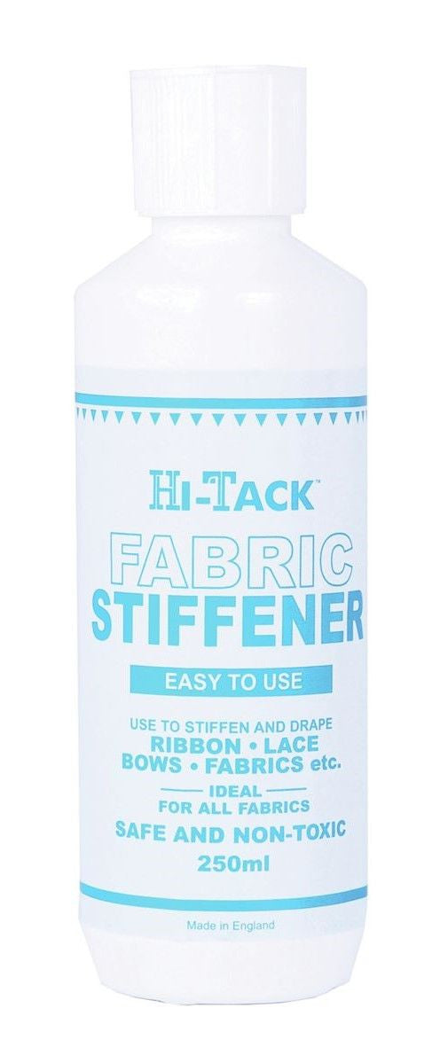 Hi-Tack Fray Fabric Stiffener Glue 250 ml for all fabrics. Perfect for blind making.