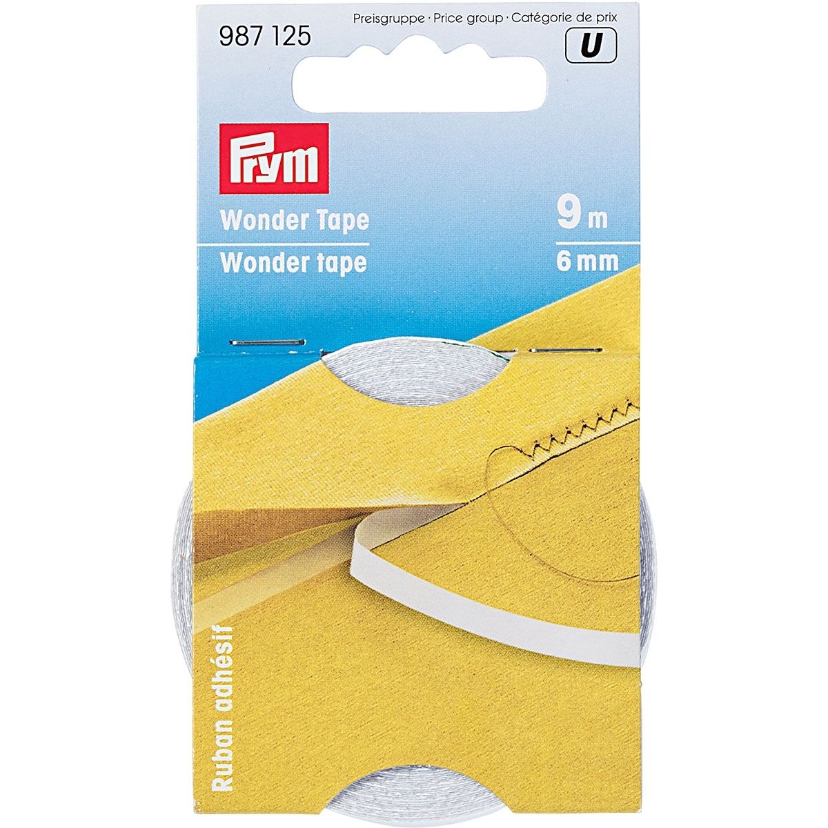 Prym Wonder Tape 9 m (6 mm) 987125. Double sided adhesive dissolving fabric tape.